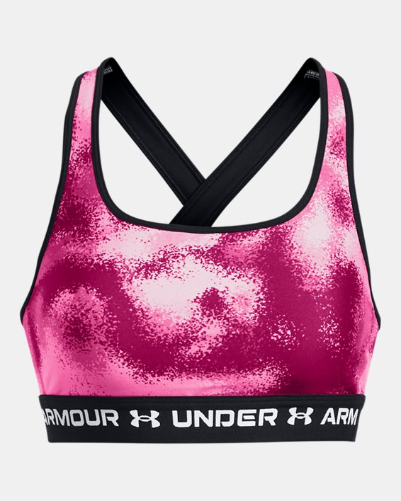 Women's Armour® Mid Crossback Printed Sports Bra in Pink image number 3